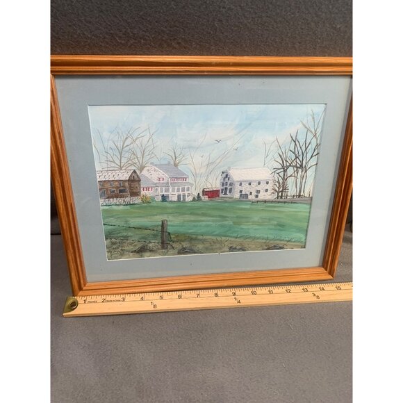 Original Watercolor Painting Rissers Mill Signed by Anna Ruth Enders Frame Wall - Picture 9 of 10